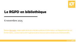 Le RGPD en bibliothèque / Bibliothèque départementale du Lot | Bibliothèque départementale du Lot